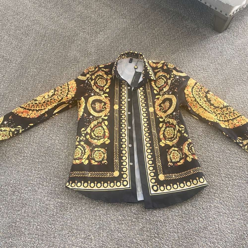 Versace Women's Silk Blouse Barocco FW'91 100% Authentic Size Large